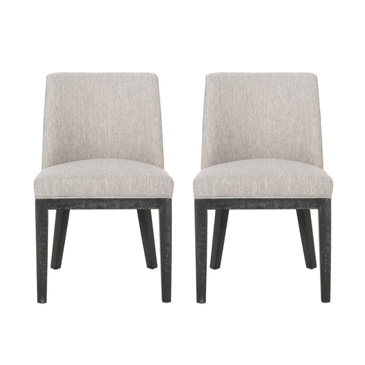 Boise Contemporary Fabric Upholstered Wood Dining Chairs, Set of 2