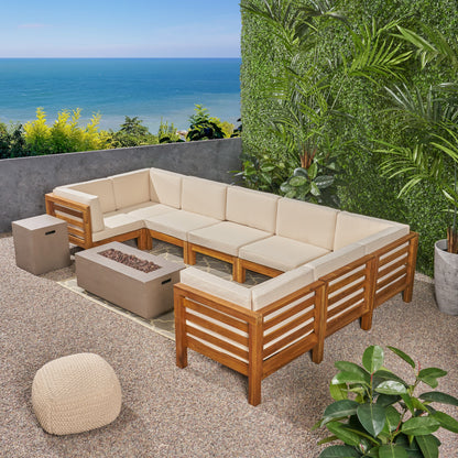 Ravello Outdoor U-Shaped Sectional Sofa Set with Fire Pit