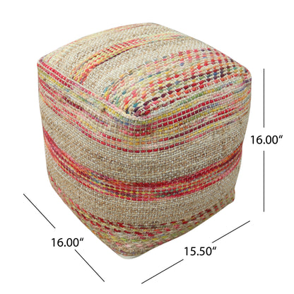 Lola Boho Handcrafted Fabric Cube Pouf