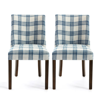 Rydel Contemporary Upholstered Plaid Dining Chairs, Set of 2