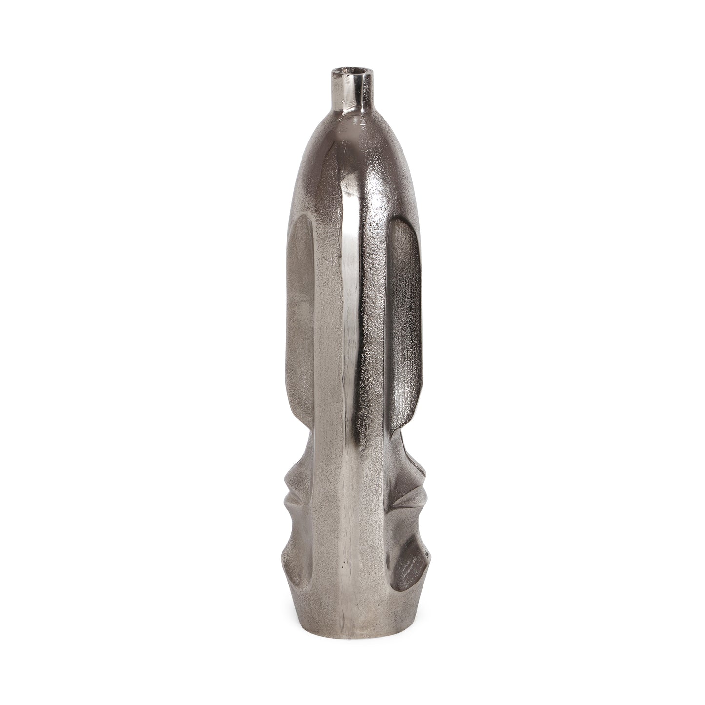 Judland Modern Handmade Aluminum Bottle Vase, Raw Nickel