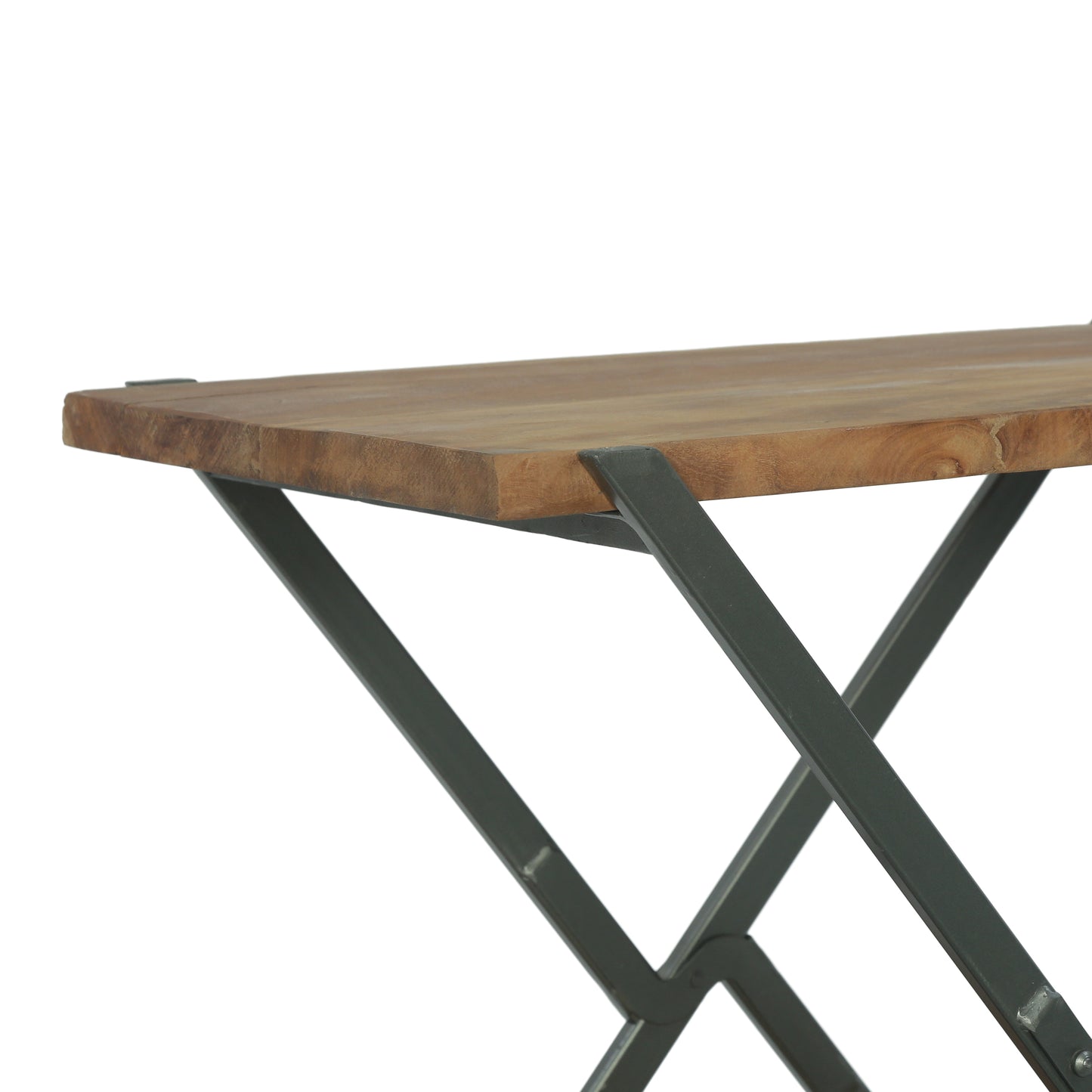 Catalopa Modern Industrial Handcrafted Wood Side Table, Light Walnut and Gray