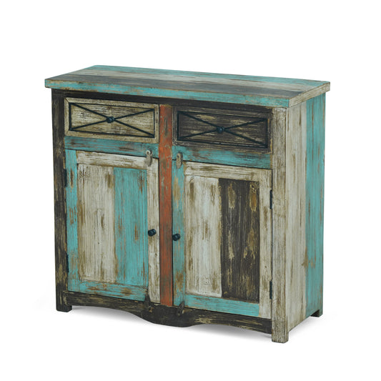 Tracey Handmade Distressed Mango Wood 39 Inch Sideboard, Multicolored