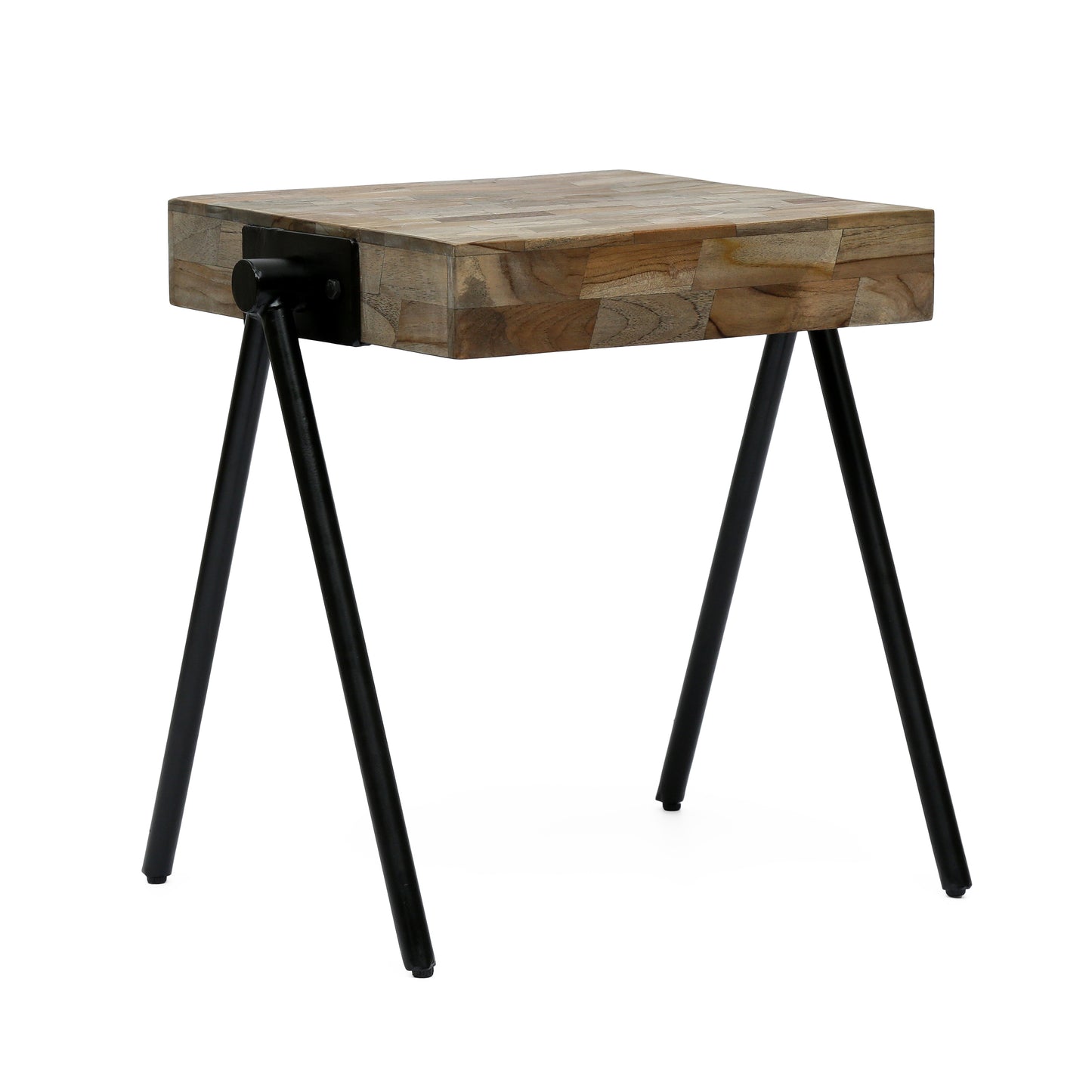 Delliah Handcrafted Modern Industrial Mango Wood Side Table