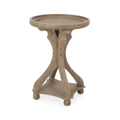 Ihana French Country Wooden Accent Table with Round Top