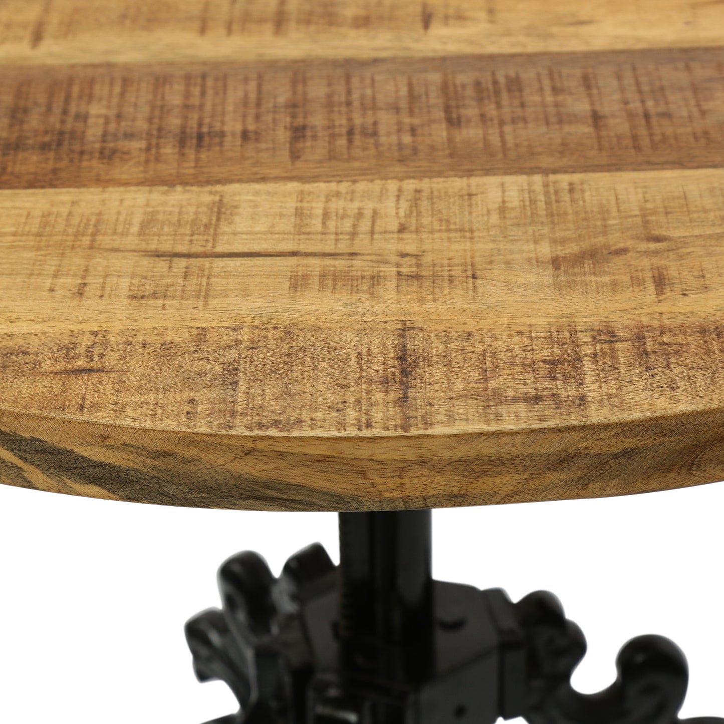 Regina Outdoor Handcrafted Mango Wood Adjustable Height Bistro Table, Natural and Black