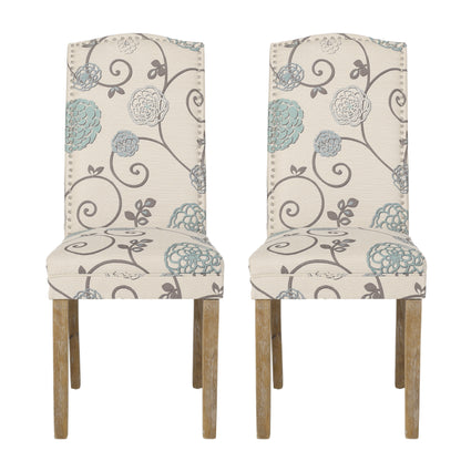 Geromin Contemporary Fabric Dining Chairs with Nailhead Trim, Set of 2