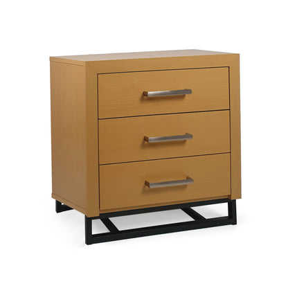 Borah Contemporary Faux Wood 3 Drawer Nightstand