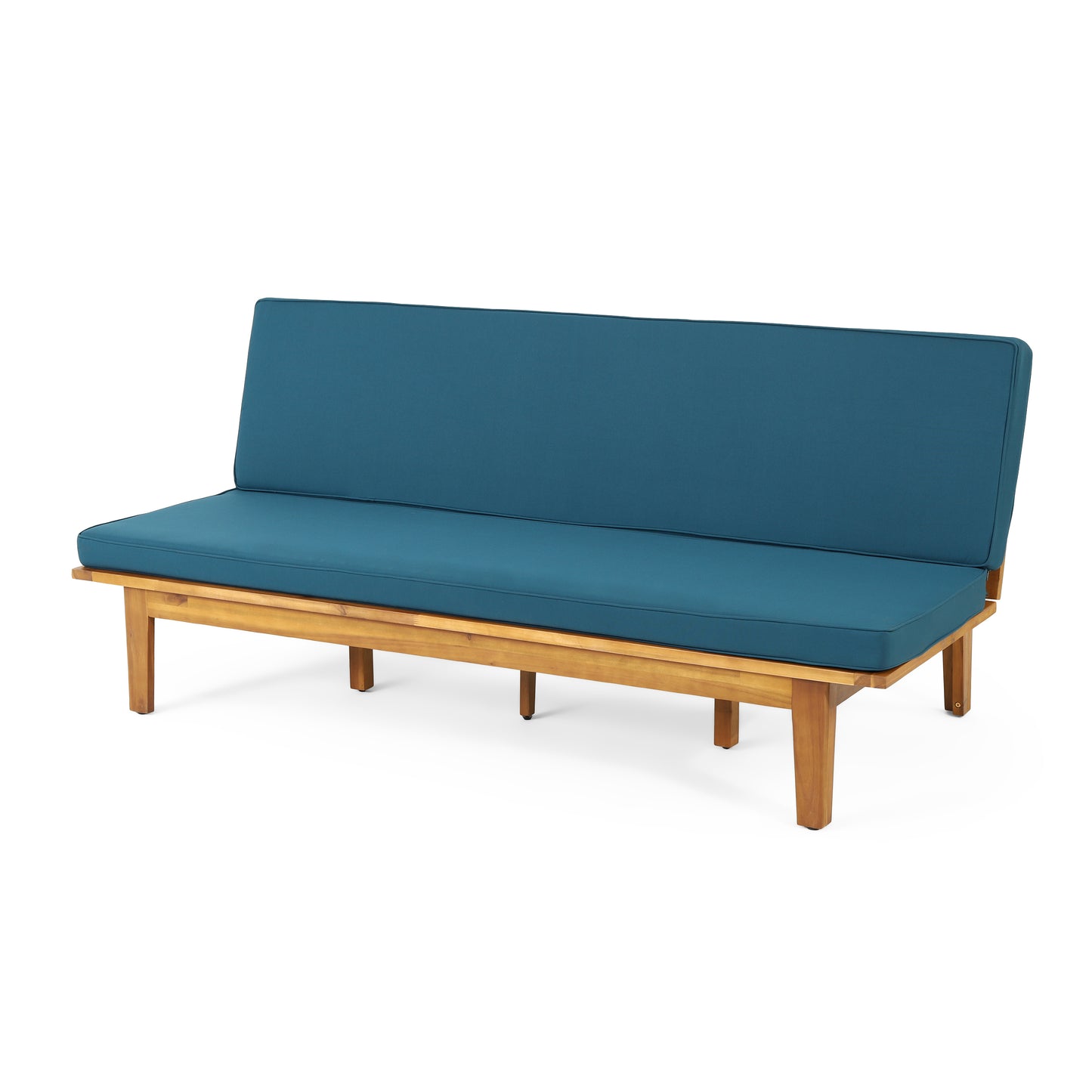 Riebe Outdoor Acacia Wood Convertible Daybed with Cushion