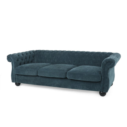 Nystrom Chesterfield Fabric Tufted 3 Seater Sofa