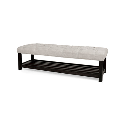 Pelon Contemporary Button Tufted Bench with Shelf