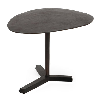 Forgey Industrial Handcrafted Aluminum Elliptical Side Table, Raw Bronze