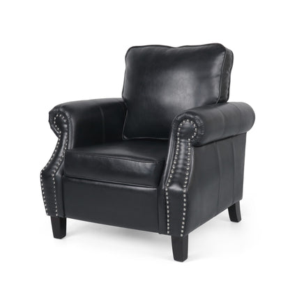 Burkehaven Contemporary Faux Leather Club Chair with Nailhead Trim