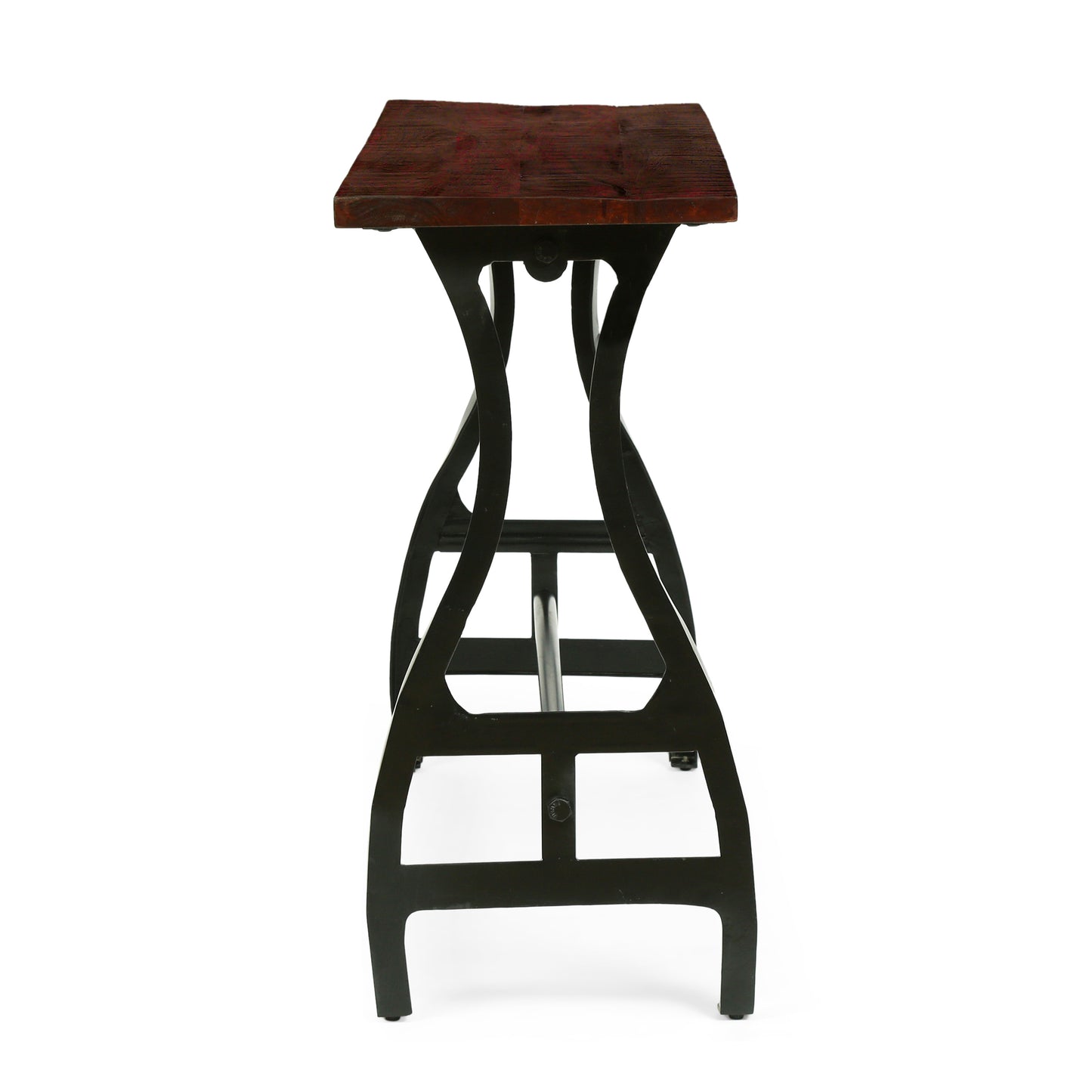 Jolson Modern Industrial Handmade Acacia Wood Console Table, Dark Brown and Black