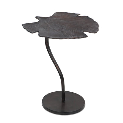Bexley Modern Handcrafted Aluminum Frond Leaf Side Table, Raw Bronze