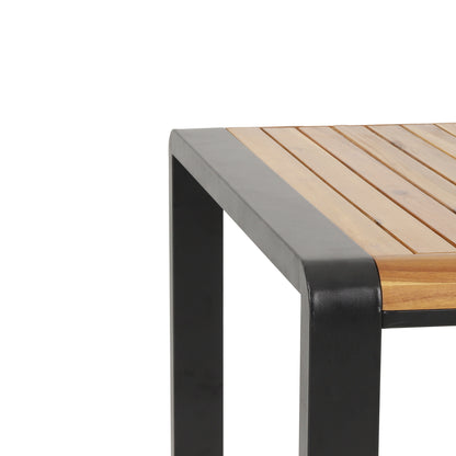 Roseland Outdoor Acacia Wood Dining Table, Teak and Black