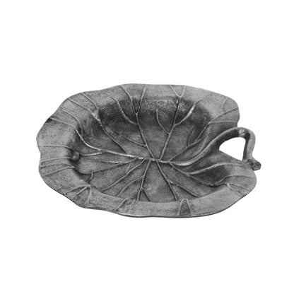 Verano Handcrafted Aluminum Decorative Leaf Plate, Antique Nickel