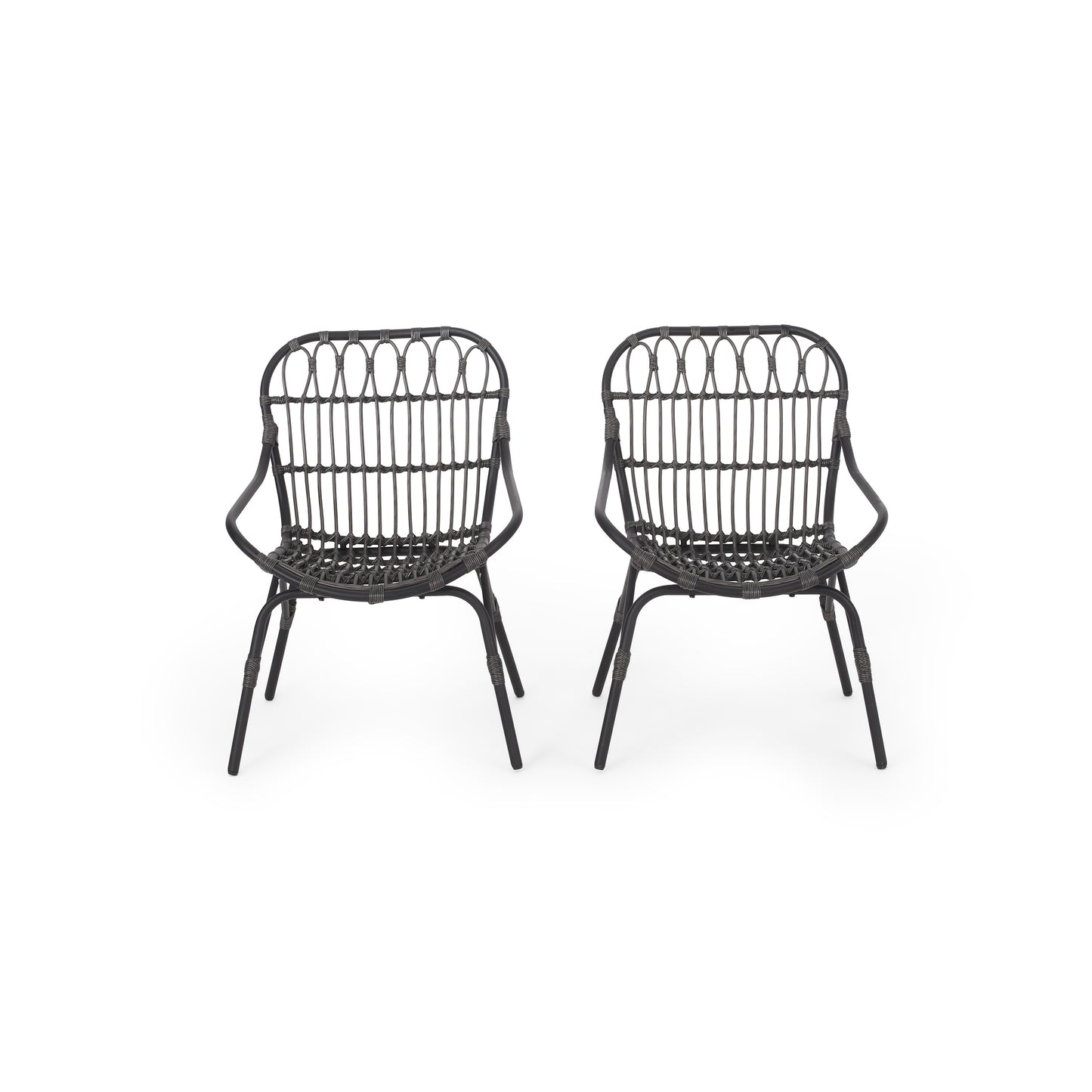 Barrister Outdoor Wicker Accent Chairs, Set of 2