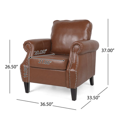 Burkehaven Contemporary Faux Leather Club Chair with Nailhead Trim