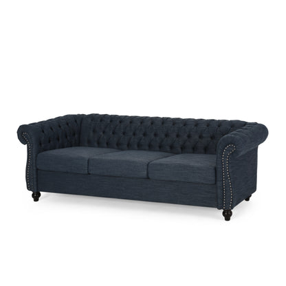 Adetokunbo Tufted Chesterfield Fabric 3 Seater Sofa