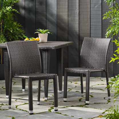Dorside Outdoor Wicker Armless Stack Chairs With Aluminum Frame
