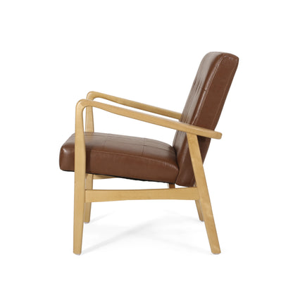 Callisto Mid Century Modern Upholstered Club Chair with Wood Frame