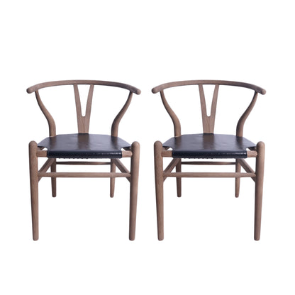 Quince Mid Century Boho Ash Wood Dining Chairs, Set of 2