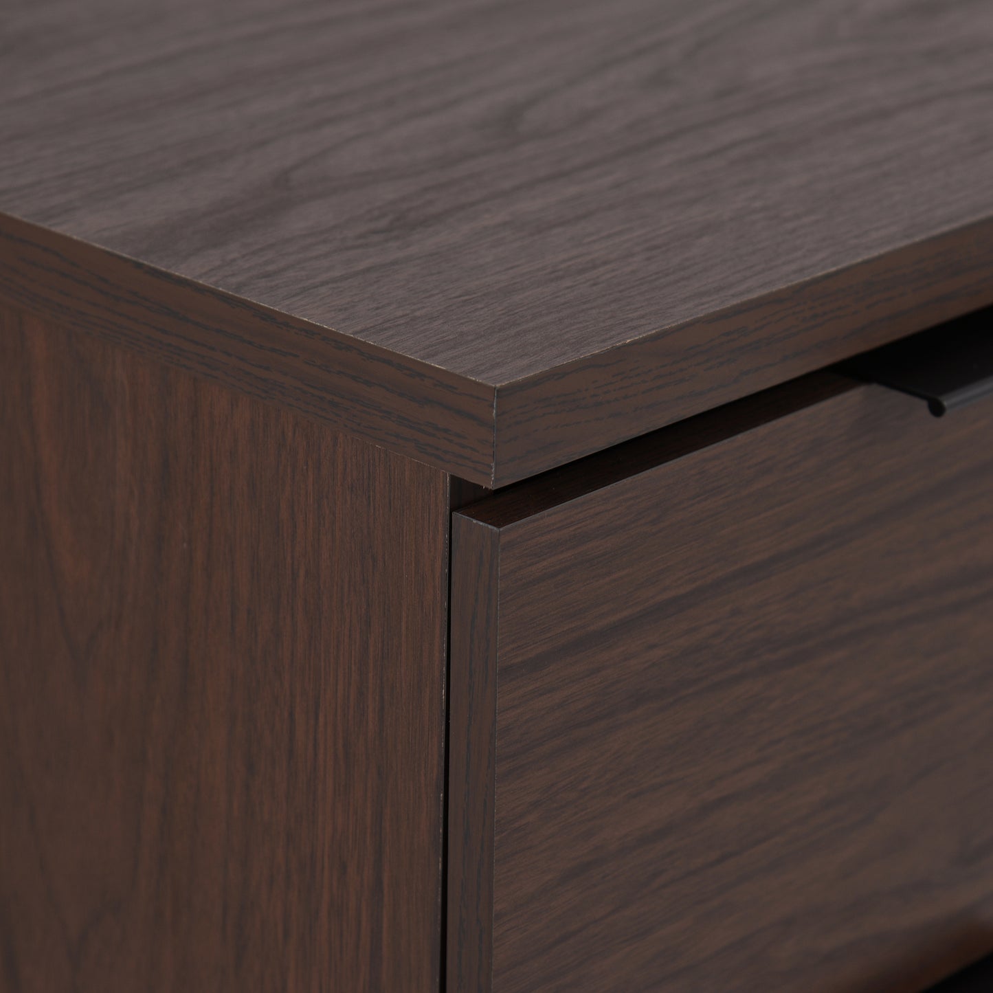 Demijen Modern Industrial 4 Drawer Wide Dresser, Walnut and Matte Black