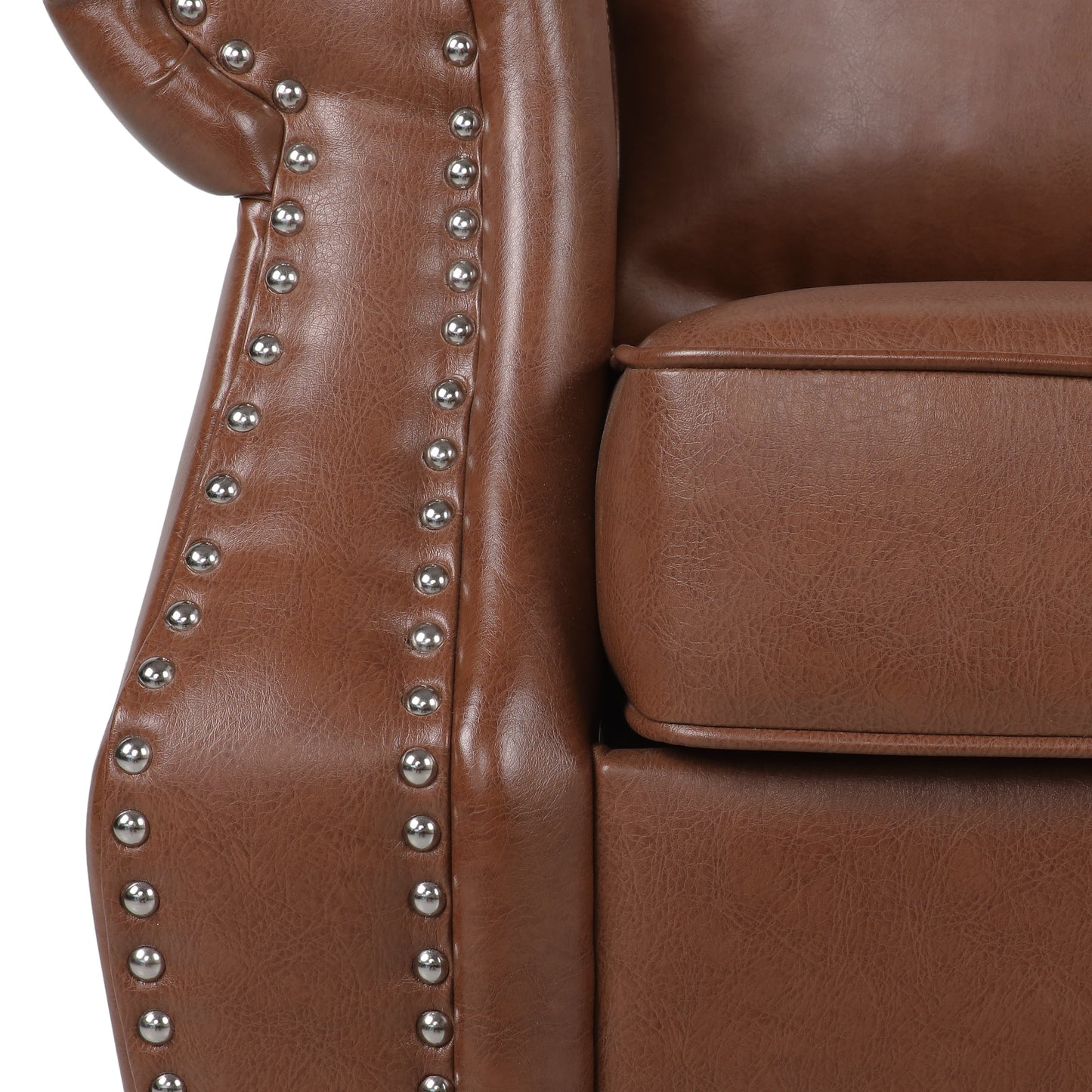 Burkehaven Contemporary Faux Leather Club Chair with Nailhead Trim