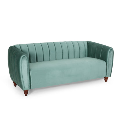Worden Modern Glam Velvet Channel Stitch 3 Seater Sofa