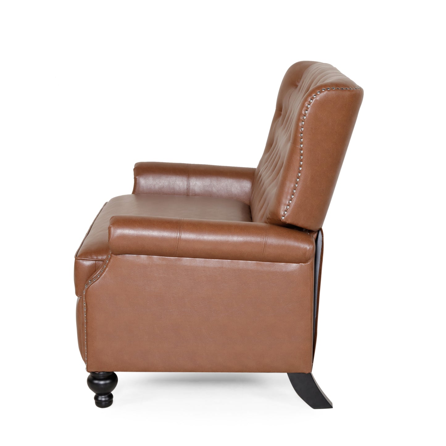 Belknap Contemporary Faux Leather Tufted Oversized Recliner with Nailhead Trim