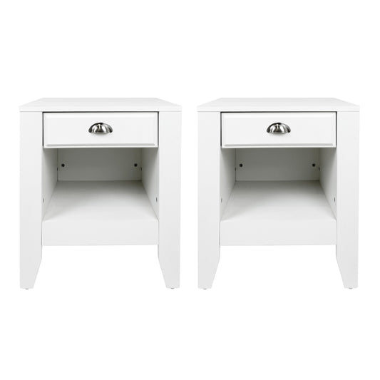 Cleary Contemporary Faux Wood Nightstands with Drawer, Set of 2