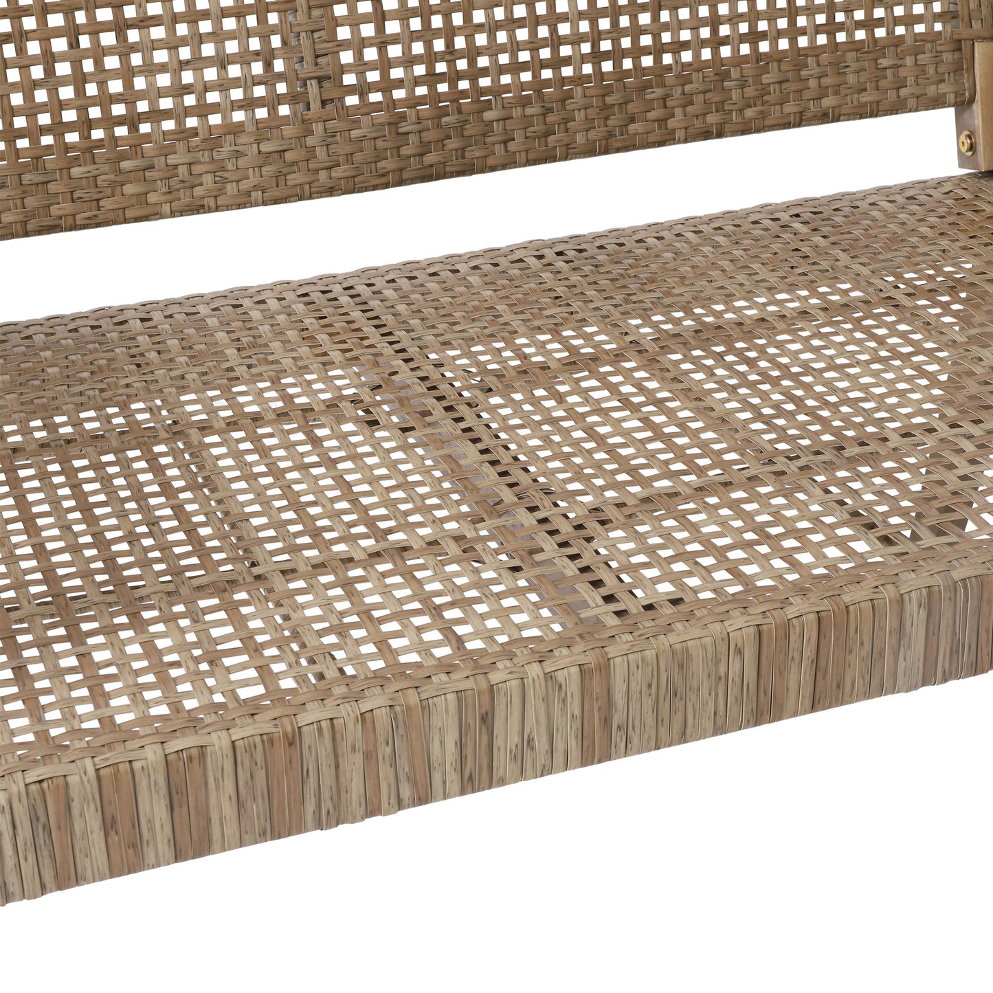 Elmcrest Outdoor Wicker and Acacia Wood 4 Seater Chat Set, Light Multibrown and Light Brown