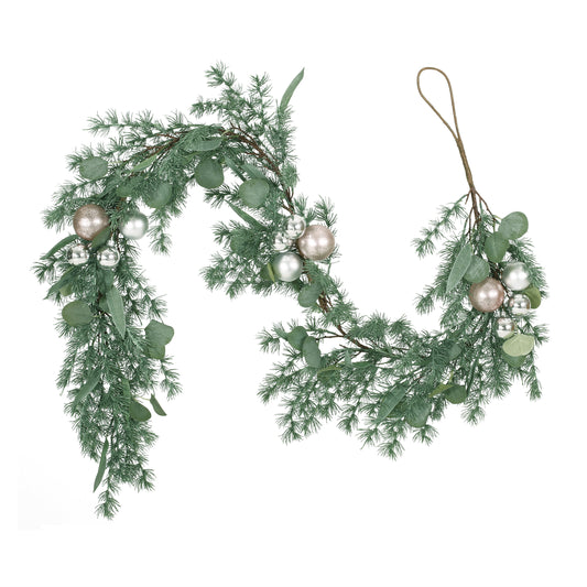 Parandes 5.5-Foot Pine Artificial Garland with Ornaments, Green