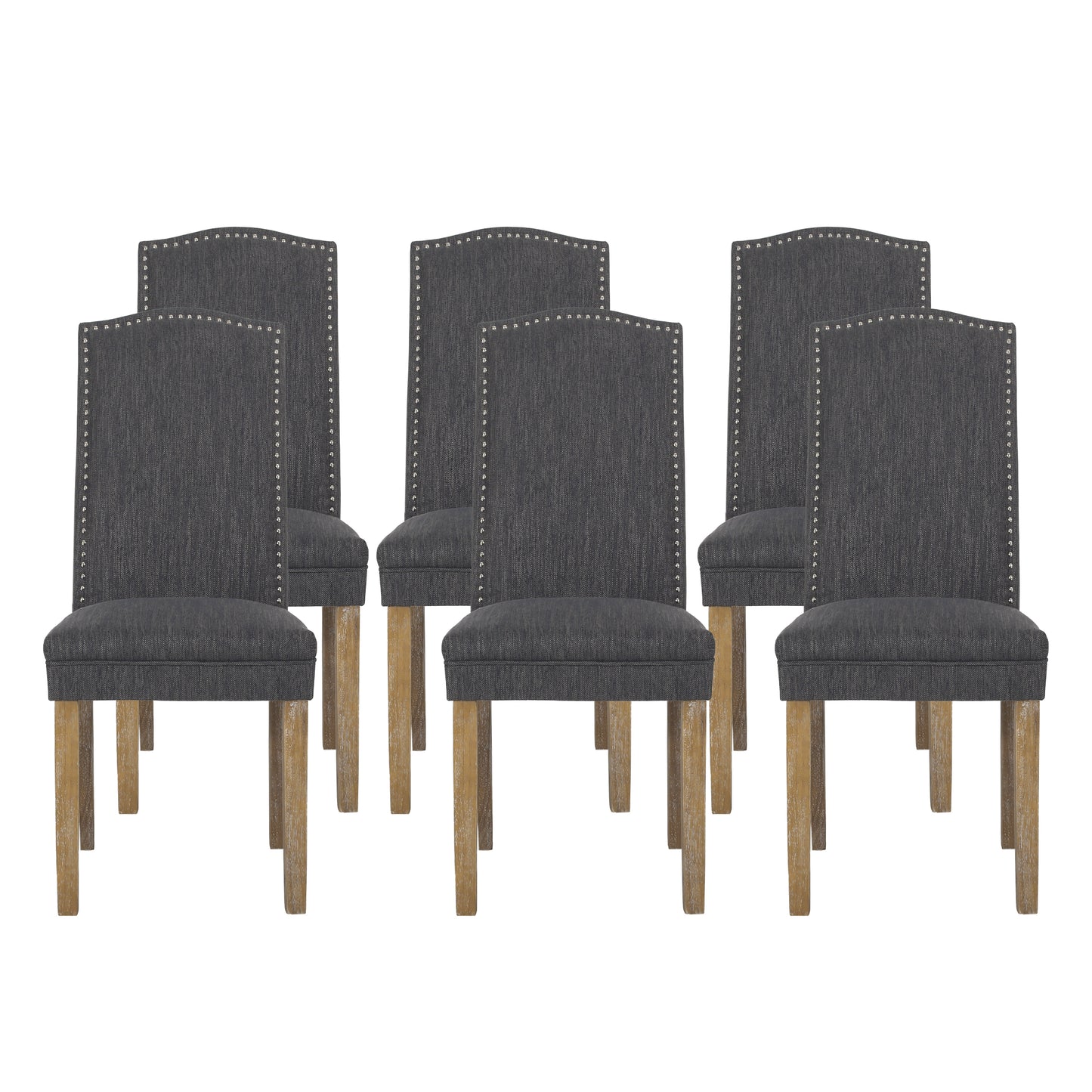 Geromin Contemporary Fabric Dining Chairs with Nailhead Trim, Set of 6