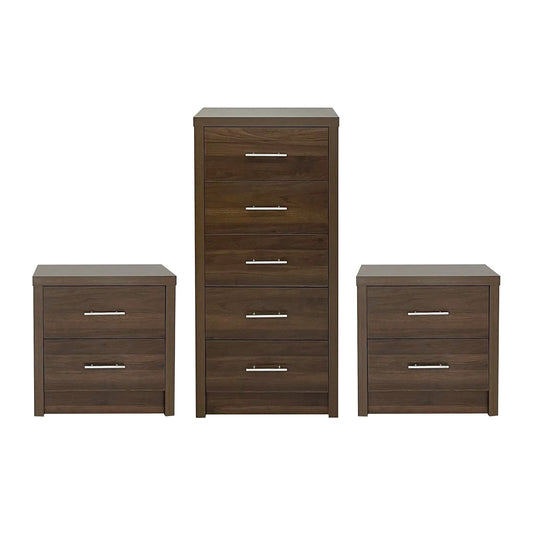 Marlette Modern 3 Piece 5 Drawer Dresser and Nightstand Bedroom Set