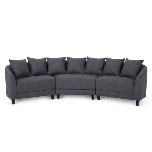 McCardell Contemporary Fabric 3 Seater Curved Sectional Sofa