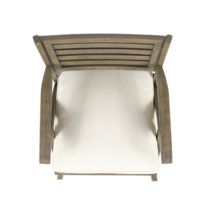 Sean Outdoor Acacia Wood Dining Chair, Gray and Cr¡§¡§me