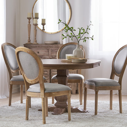 Naclerio French Country Fabric Upholstered Wood 5 Piece Dining Set