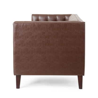 Silkie Contemporary Faux Leather Tufted 3 Seater Sofa