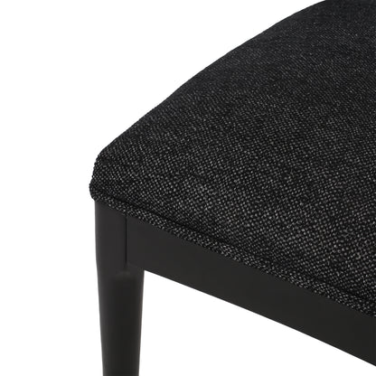 Shelton Mid Century Modern Fabric Upholstered Wood 5 Piece Dining Set, Black Textured Tweed and Black