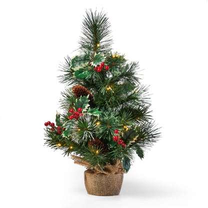 18" Pine Pre-Lit Clear LED Pre-Decorated Artificial Christmas Tree