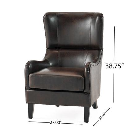 Alden Leather High Back Wingback Armchair