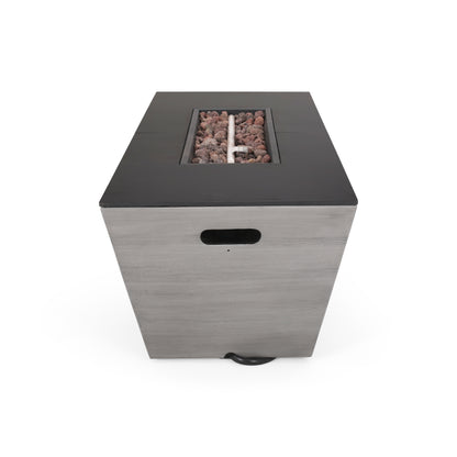 Harmon Outdoor 50,000 BTU Lightweight Concrete and Ceramic Rectangular Fire Pit (No Tank Holder), Dark Gray and Black