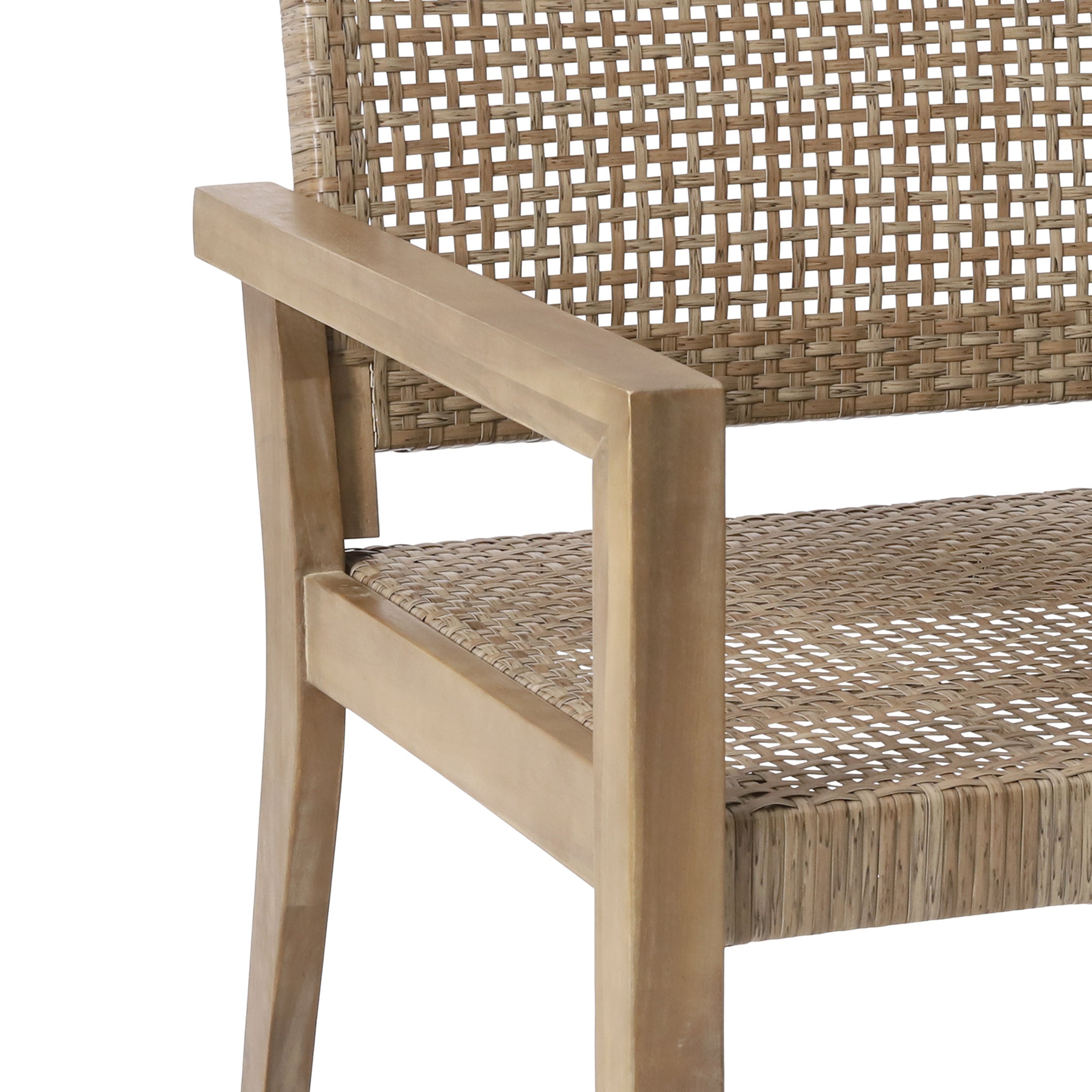 Elmcrest Outdoor Wicker and Acacia Wood Club Chairs, Set of 2, Light M