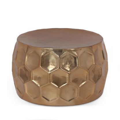 Pitzen Modern Glam Handcrafted Aluminum Honeycomb Coffee Table, Brass
