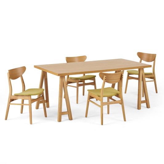 Camilla Mid-Century Modern 5 Piece Dining Set with A-Frame Table