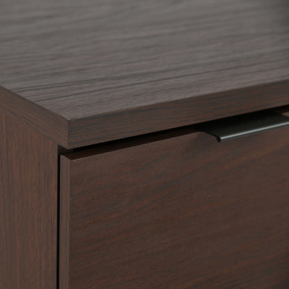 Demijen Modern Industrial 5 Drawer Wide Dresser, Walnut and Matte Black