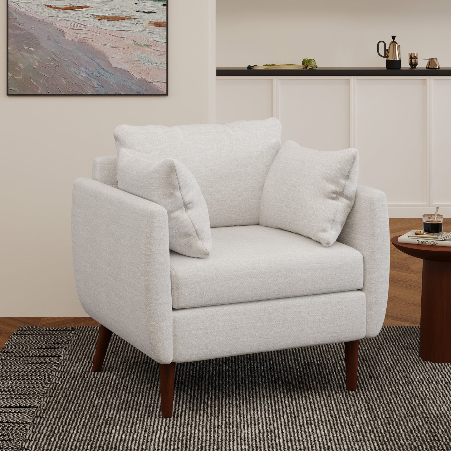 Viewland Contemporary Fabric Upholstered Club Chair with Accent Pillows