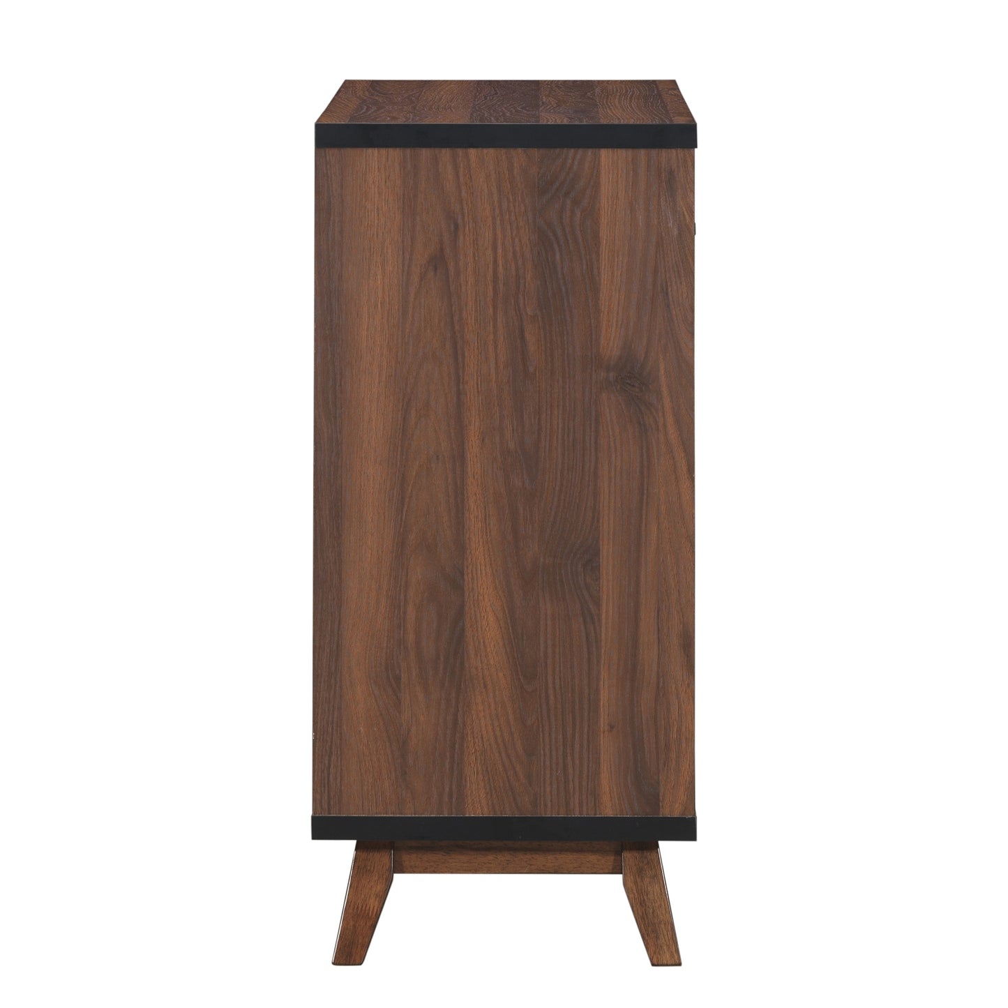 Rowell Modern Industrial Wooden 6 Bottle Wine Cabinet, Walnut, Black, and Dark Brown